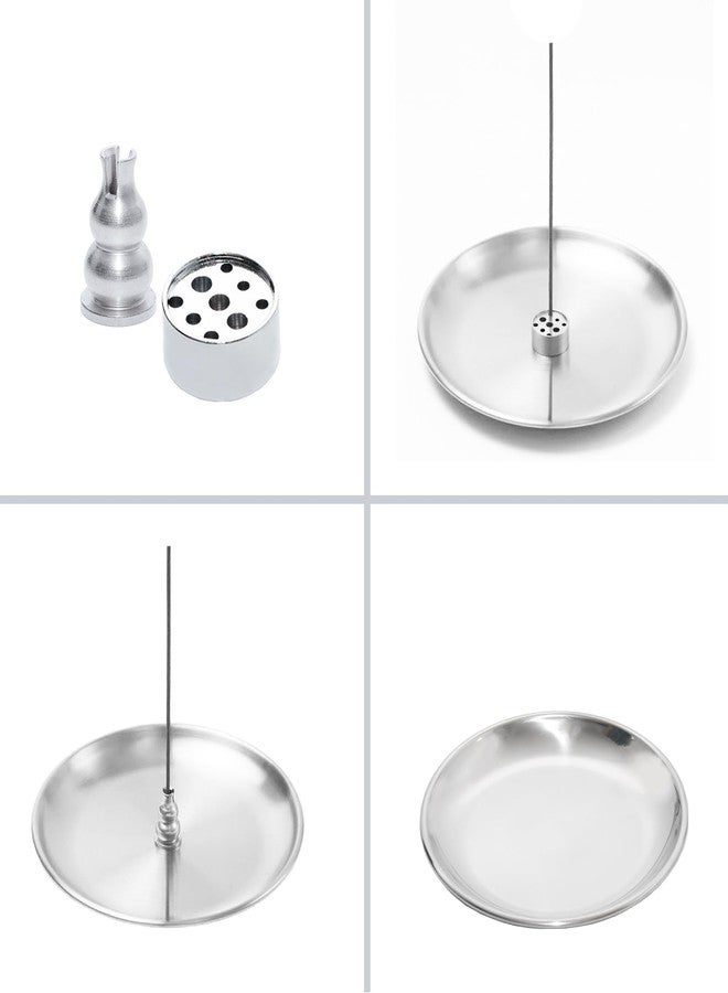 Pocoxll 3 in 1 Incense Burner Set, 5.51 Inch Incense Holder, Gourd-Shaped Tray, Silver Metal - Image 5